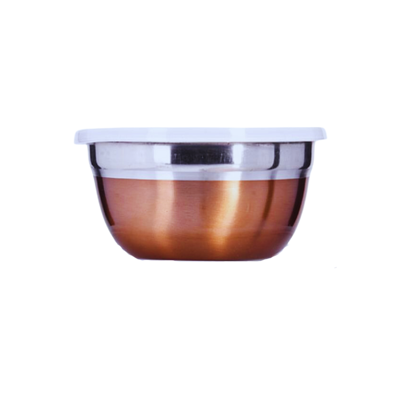 Home Basics Stainless Steel Kom met Deksel Copper 26cm