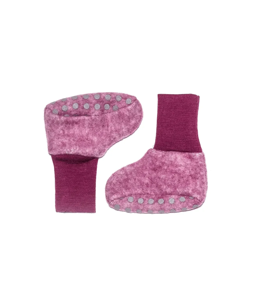Cosilana – Baby sloffen – biologisch wolfleece – met en zonder noppen – paars - Afbeelding 3