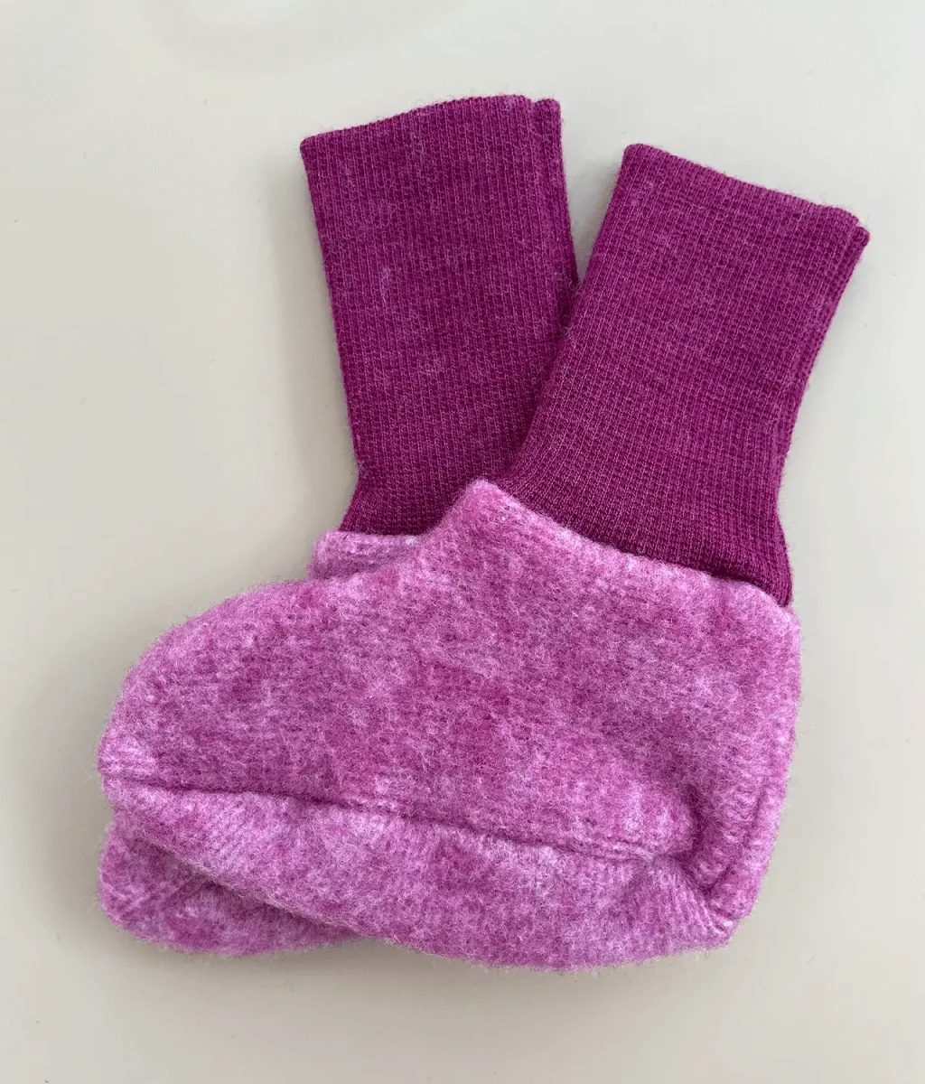 Cosilana – Baby sloffen – biologisch wolfleece – met en zonder noppen – paars - Afbeelding 2