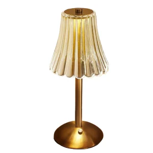 Draadloze Tafellamp Met Gouden Kristallen En Dimbare LED-Verlichting