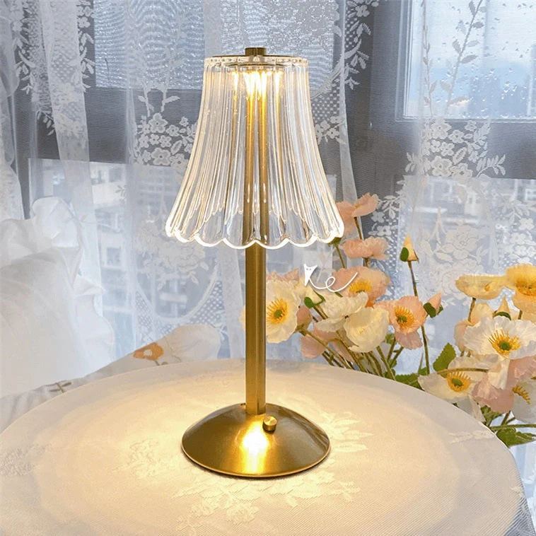 Draadloze Tafellamp Met Gouden Kristallen En Dimbare LED-Verlichting - Afbeelding 5