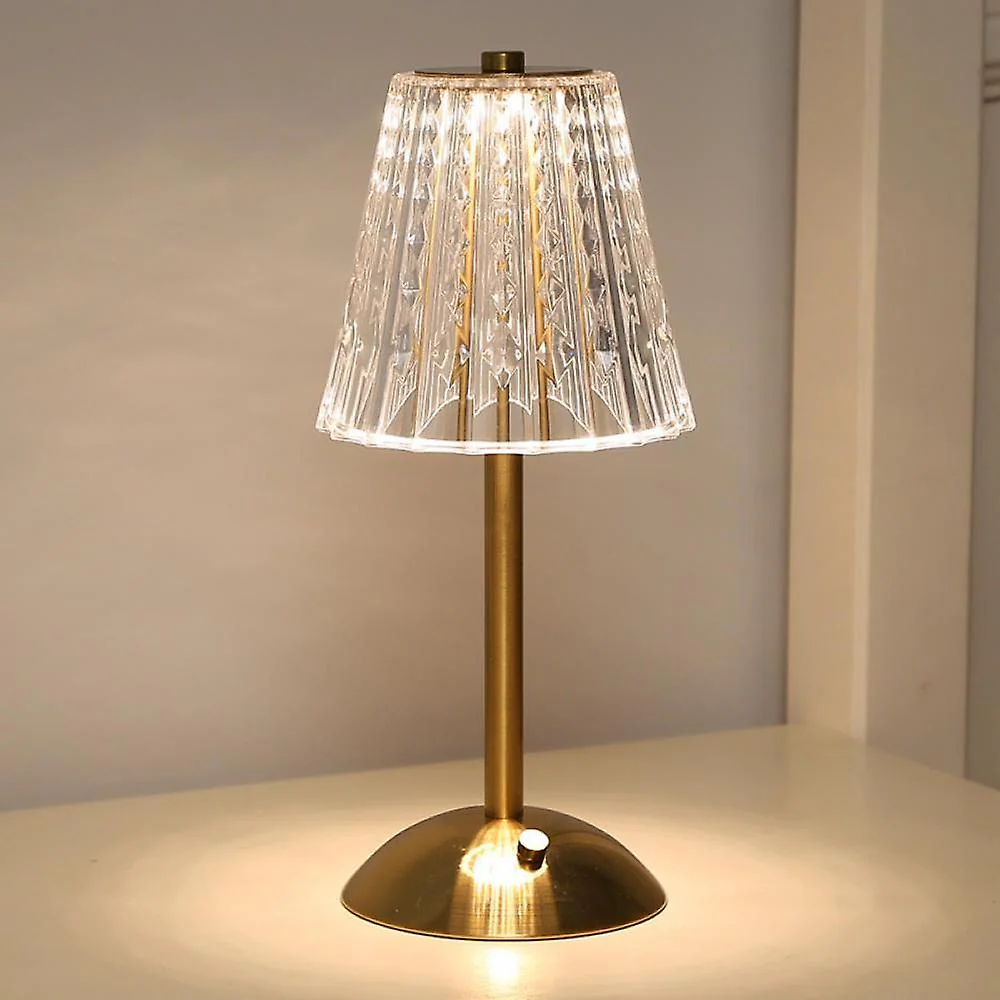 Draadloze Tafellamp Met Gouden Kristallen En Dimbare LED-Verlichting - Afbeelding 8