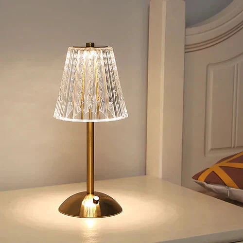 Draadloze Tafellamp Met Gouden Kristallen En Dimbare LED-Verlichting - Afbeelding 9