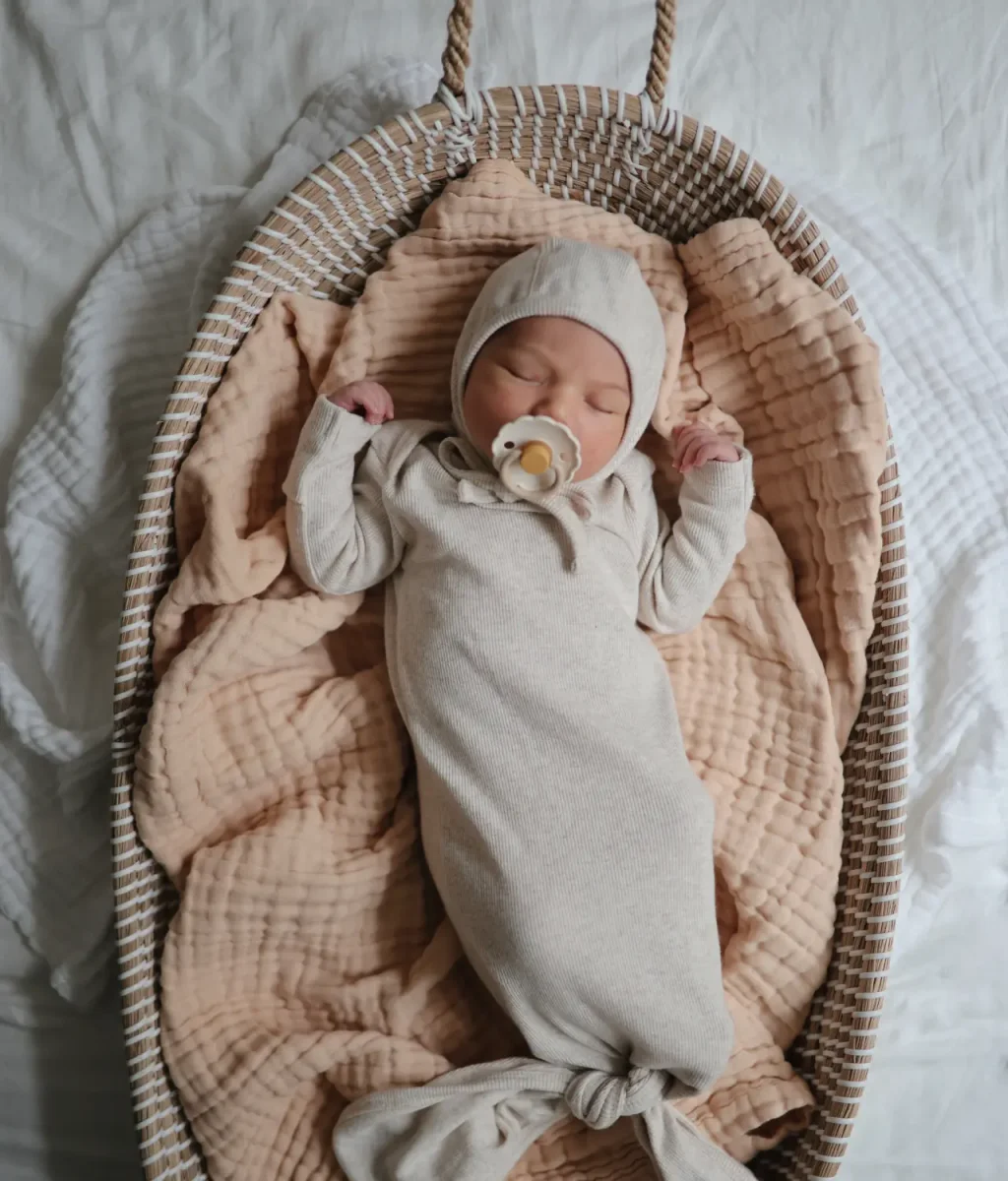 Mushie Newborn Slaapzak Beige Biologisch Katoen - Afbeelding 3
